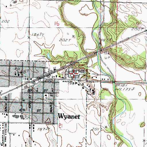 Topographic Map of Forest Hill Cemetery, IL