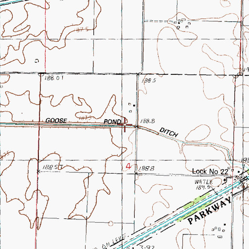 Topographic Map of Goose Pond Ditch, IL