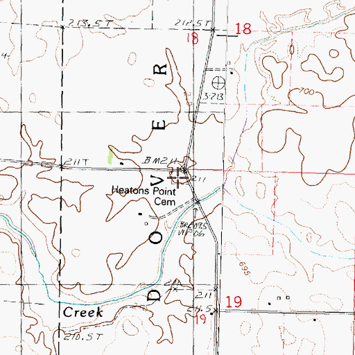 Topographic Map of Heatons Point Cemetery, IL