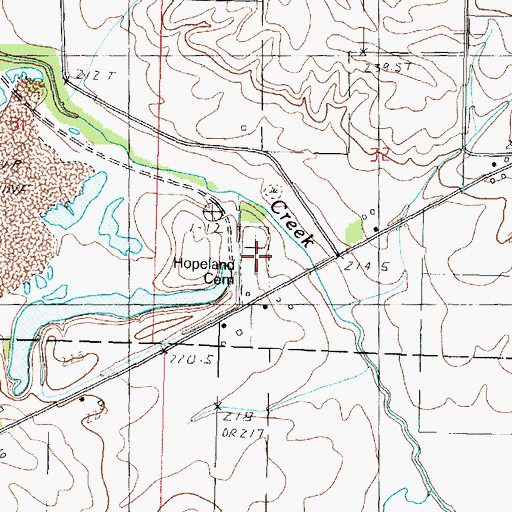 Topographic Map of Hopeland Cemetery, IL