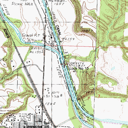 Topographic Map of Lock Number 10, IL