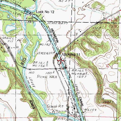 Topographic Map of Lock Number 11, IL