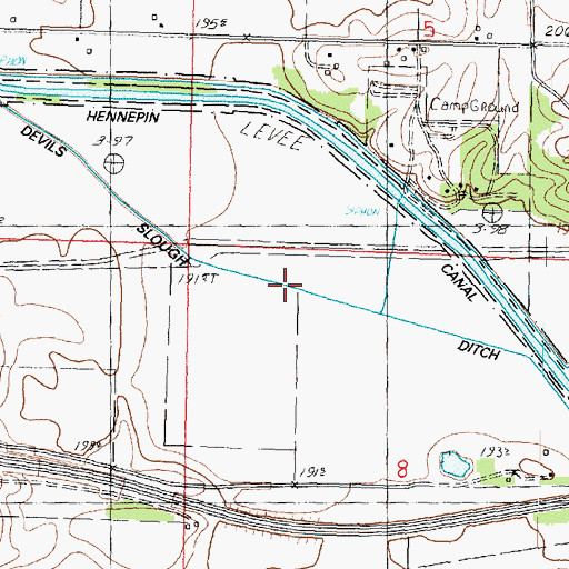 Topographic Map of Devils Slough Ditch, IL