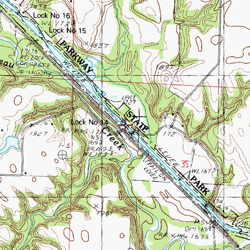 Topographic Map of Lock Number 14, IL