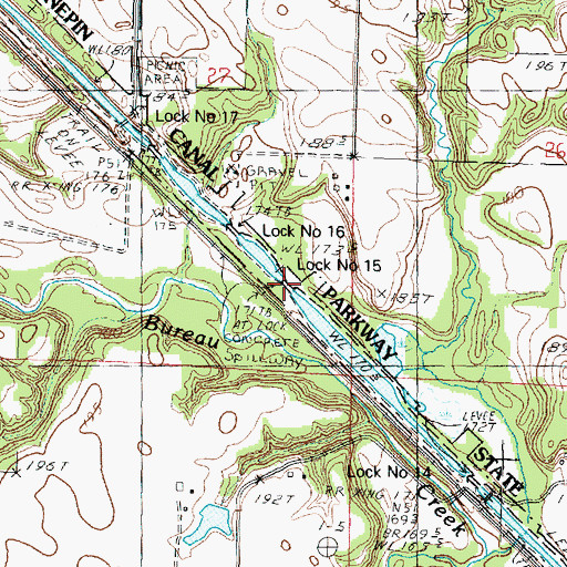 Topographic Map of Lock Number 15, IL