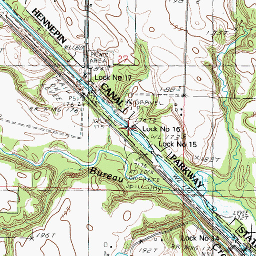 Topographic Map of Lock Number 16, IL