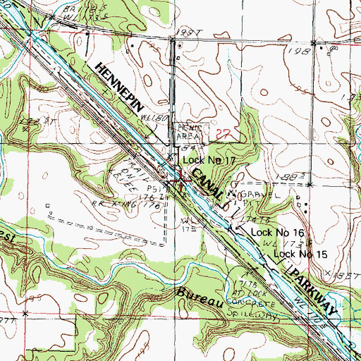 Topographic Map of Lock Number 17, IL