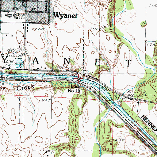Topographic Map of Lock Number 18, IL