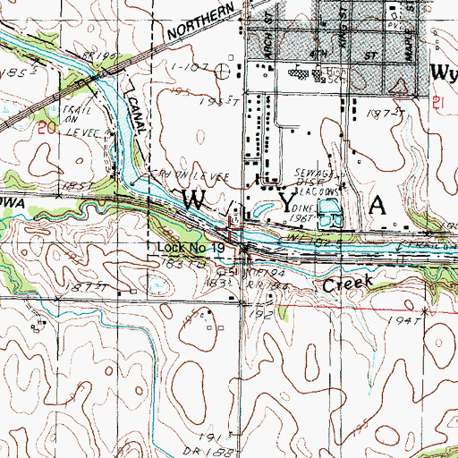 Topographic Map of Lock Number 19, IL