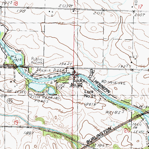 Topographic Map of Lock Number 20, IL