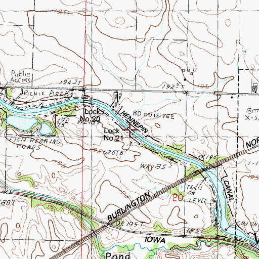 Topographic Map of Lock Number 21, IL