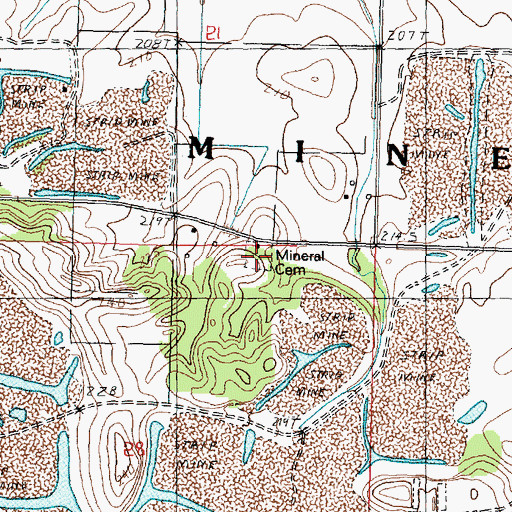 Topographic Map of Mineral Cemetery, IL
