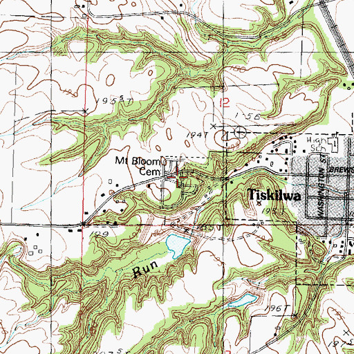 Topographic Map of Mount Bloom Cemetery, IL