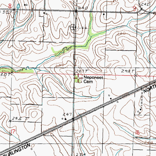 Topographic Map of Neponset Cemetery, IL