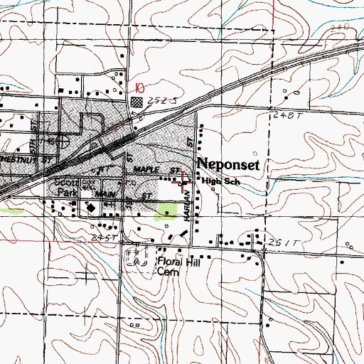 Topographic Map of Neponset High School (historical), IL