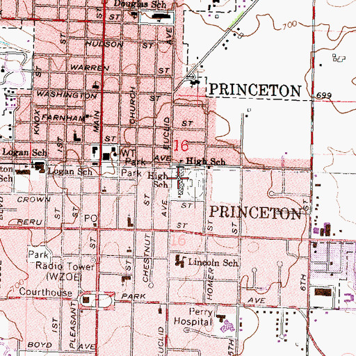 Topographic Map of Princeton High School, IL
