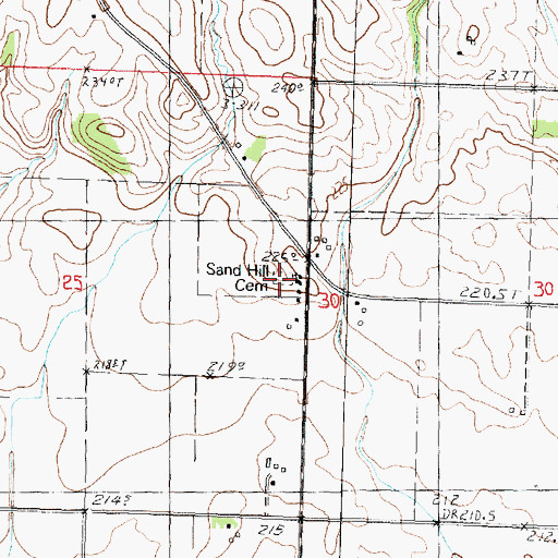 Topographic Map of Sand Hill Baptist Cemetery, IL