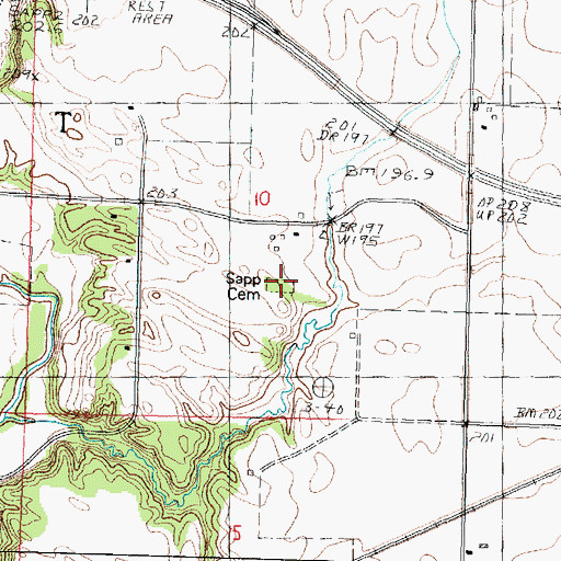 Topographic Map of Sapp Cemetery, IL