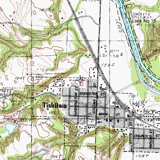 Topographic Map of Tiskilwa High School, IL