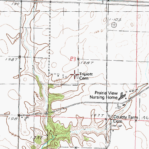 Topographic Map of Triplett Cemetery, IL