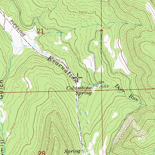 Topographic Map of Deer Run, CO