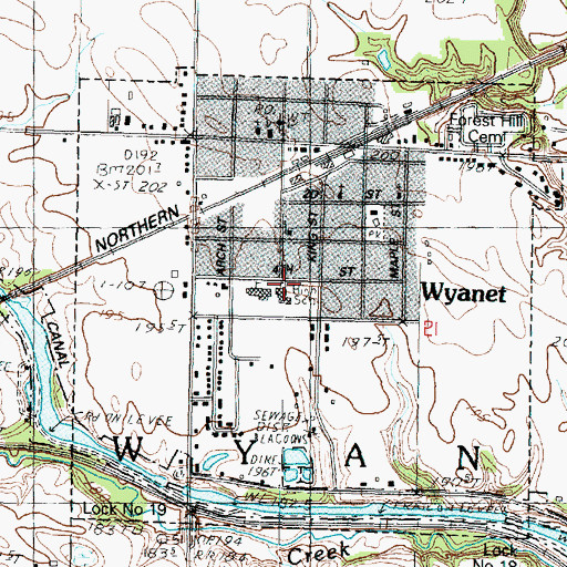 Topographic Map of Bureau Valley South School, IL