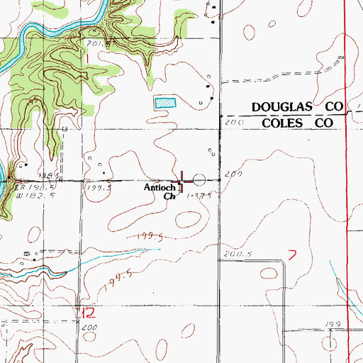 Topographic Map of Antioch Baptist Church, IL