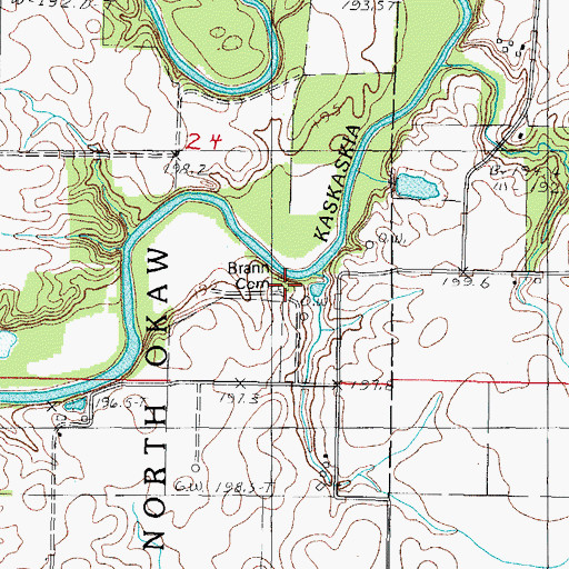 Topographic Map of Brann Cemetery, IL
