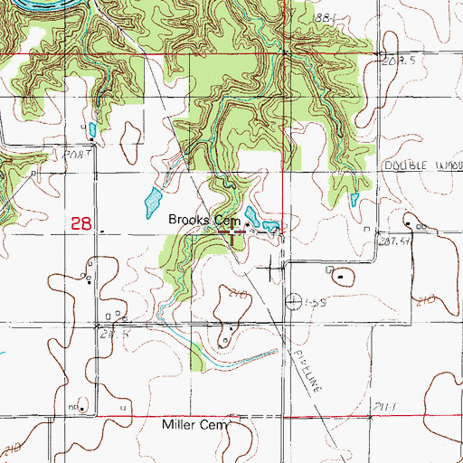 Topographic Map of Brooks Cemetery, IL