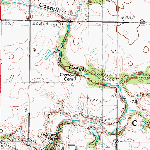 Topographic Map of Cossel Cemetery, IL