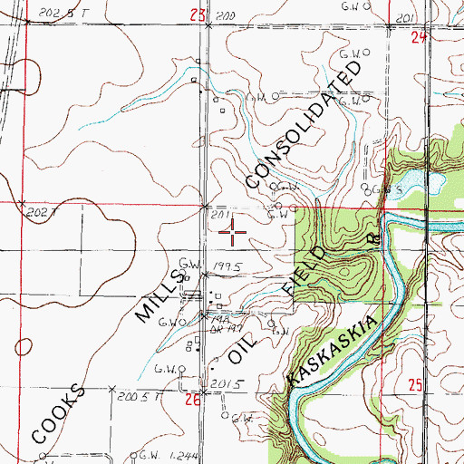 Topographic Map of Cooks Mills Consolidated Oil Field, IL