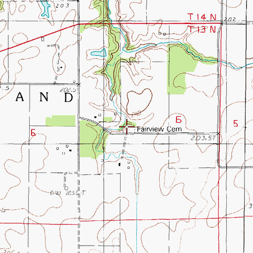Topographic Map of Fairview Cemetery, IL