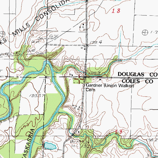 Topographic Map of Gardner Cemetery, IL