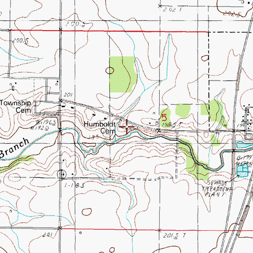 Topographic Map of Humboldt Cemetery, IL
