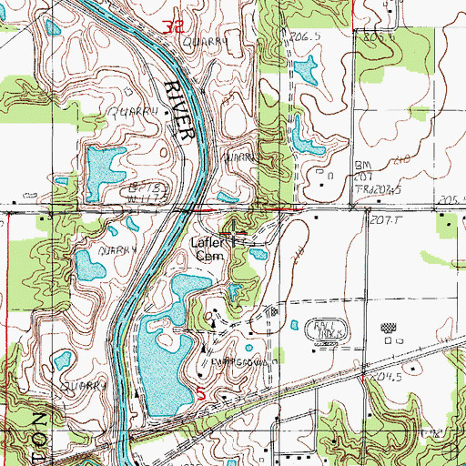 Topographic Map of Lafler Cemetery, IL