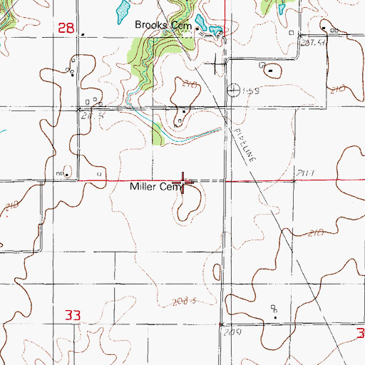 Topographic Map of Miller Cemetery, IL