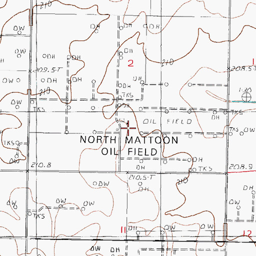 Topographic Map of North Mattoon Oil Field, IL