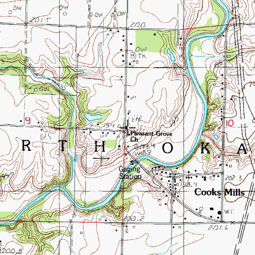 Topographic Map of Pleasant Grove Baptist Church, IL