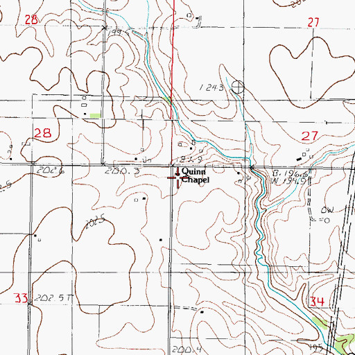 Topographic Map of Quinn Chapel, IL