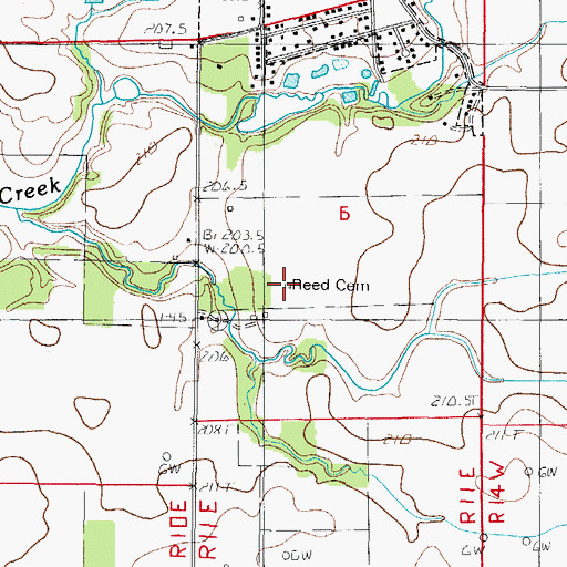 Topographic Map of Reed Cemetery, IL