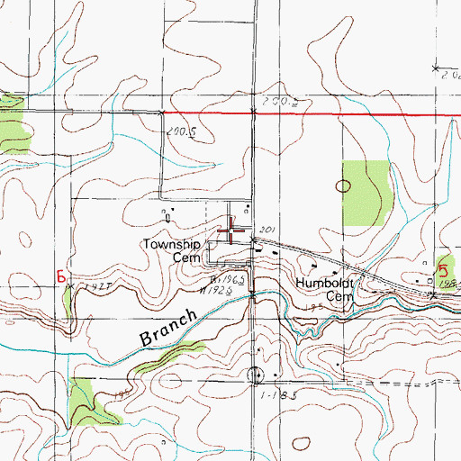 Topographic Map of Humboldt Township Cemetery, IL