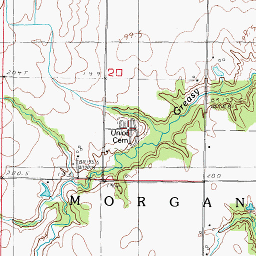 Topographic Map of Union Cemetery, IL