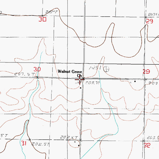Topographic Map of Walnut Grove Church, IL
