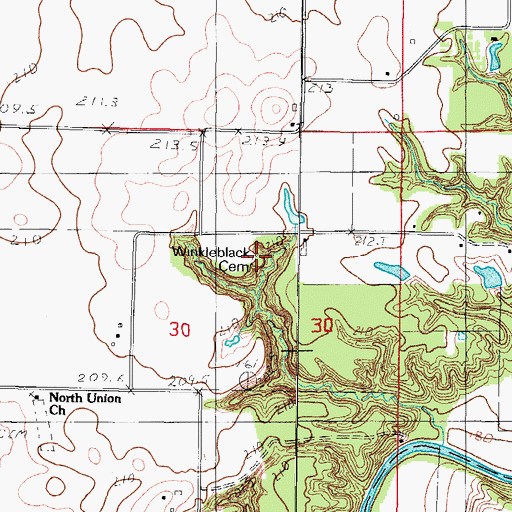 Topographic Map of Winkleblack Cemetery, IL