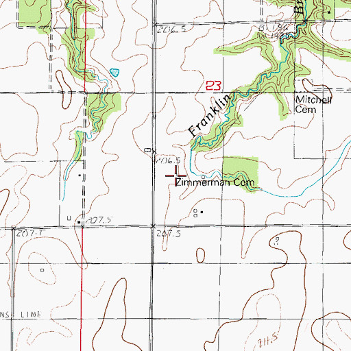 Topographic Map of Zimmerman Cemetery, IL