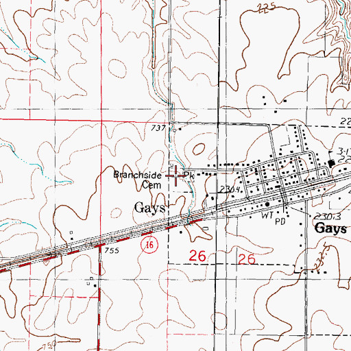 Topographic Map of Branch Side Cemetery, IL