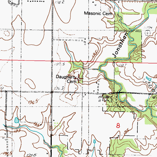 Topographic Map of Daugherty Cemetery, IL
