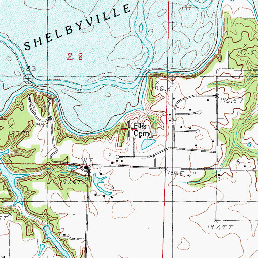 Topographic Map of Ellis Cemetery, IL
