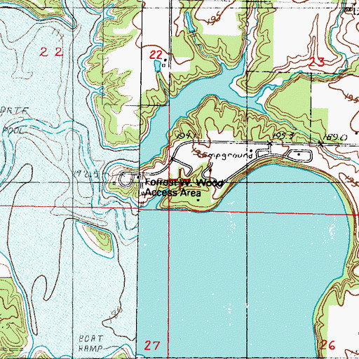 Topographic Map of Forrest W Wood Access Area, IL