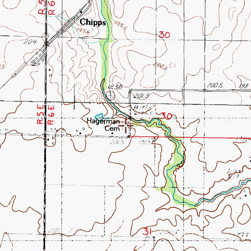 Topographic Map of Hagerman Cemetery, IL